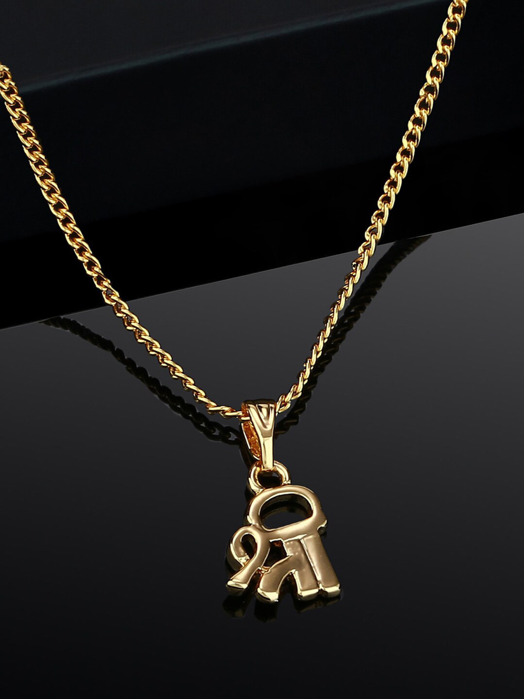 Estele Gold-Plated Shri Charm Pendant With Chain