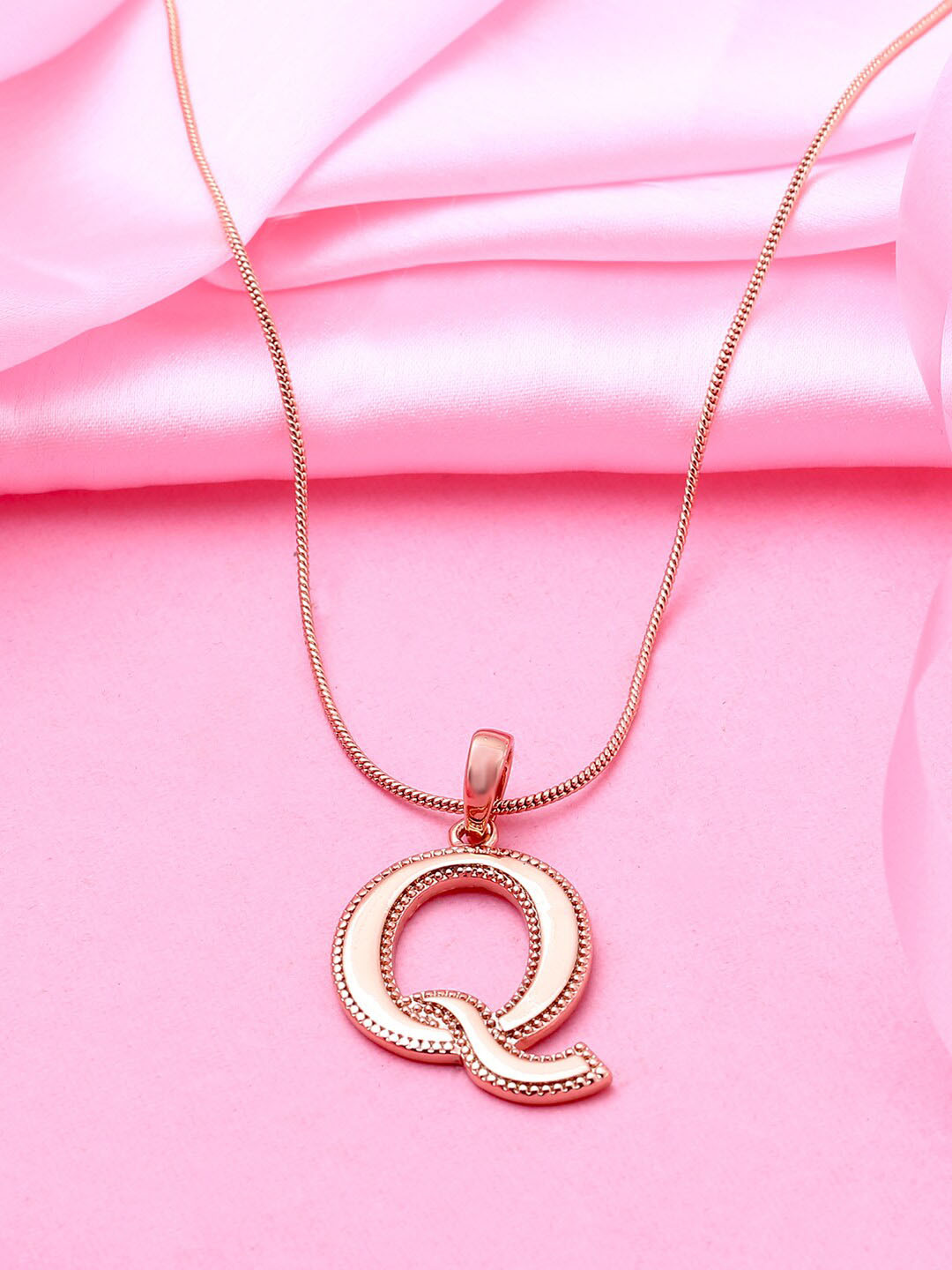 Estele Rose Gold-Plated Designed Pendant With Chain