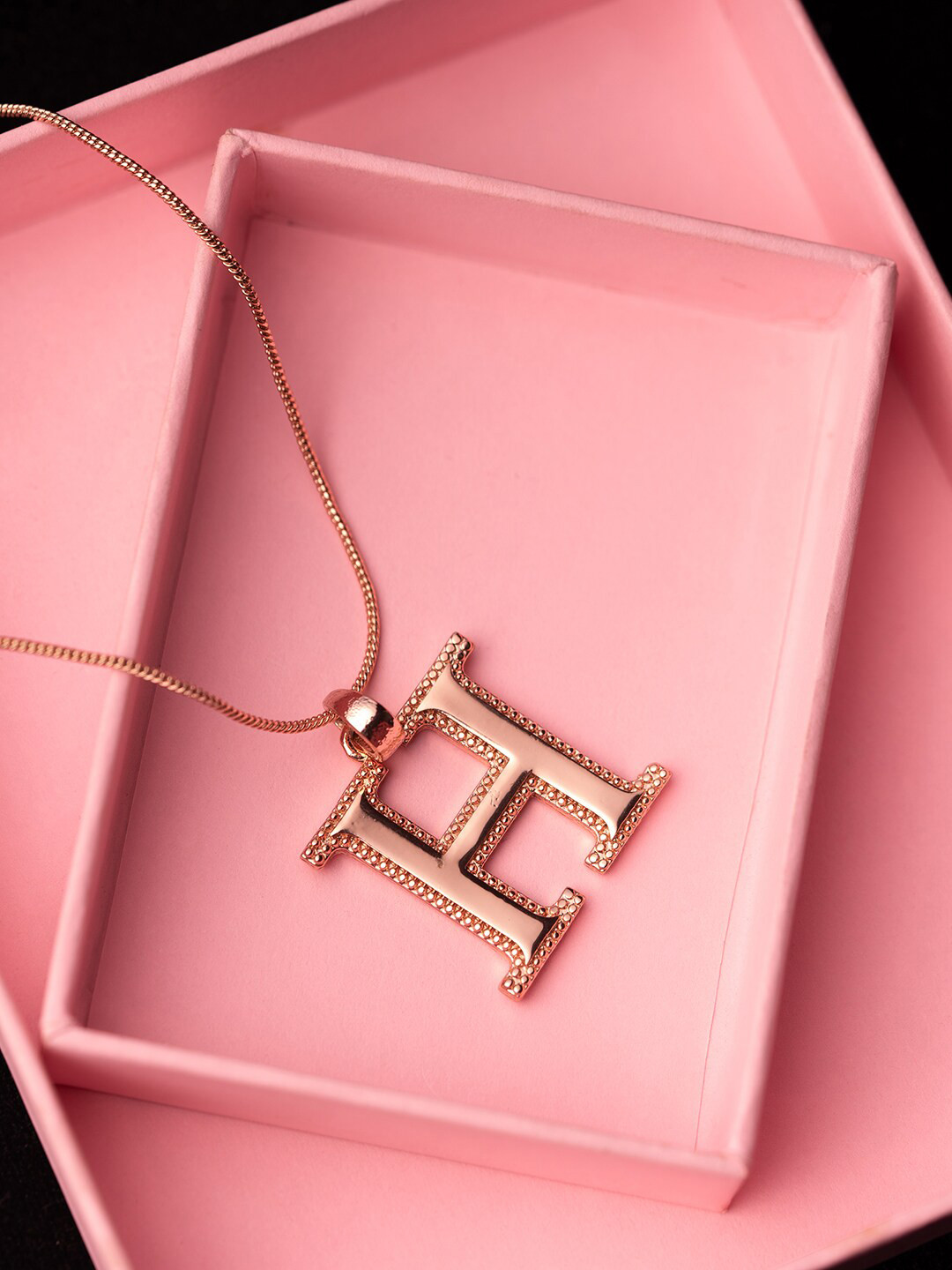 Estele Women Rose Gold-Plated H Letter Pendant With Chain