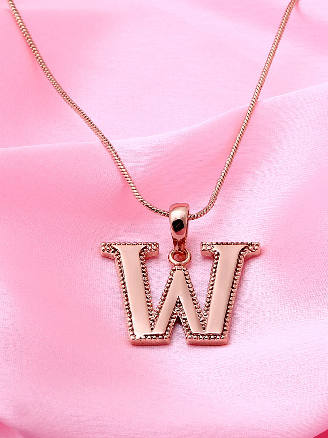 Estele Women Rose Gold-Plated W Shaped Pendant With Chain