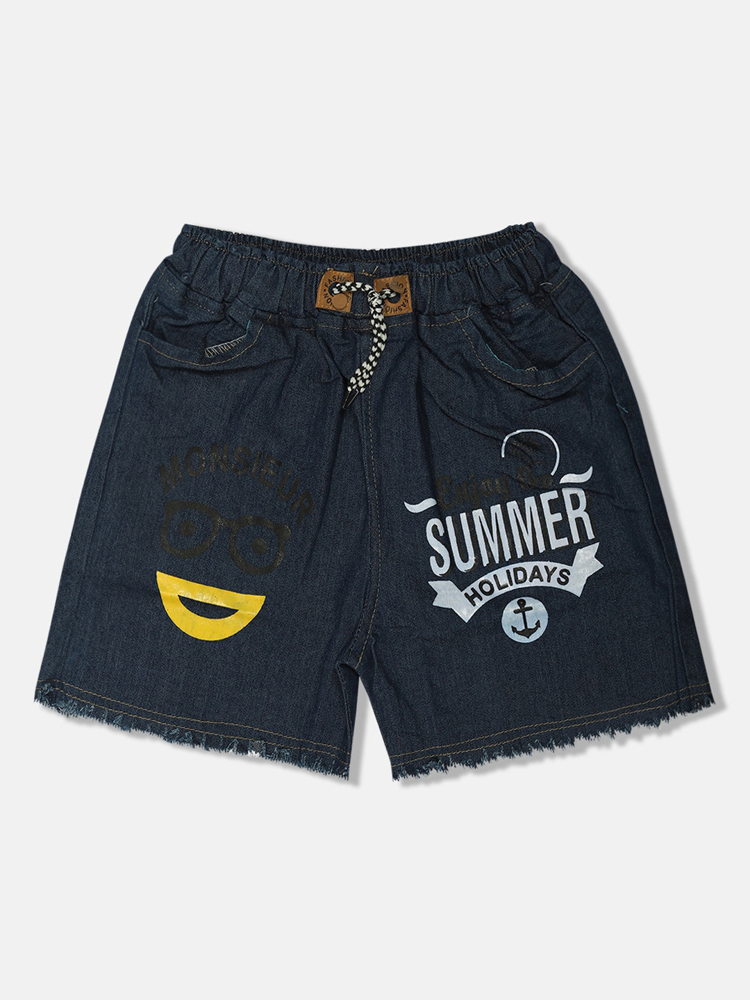 MANZON Girls Graphic Printed Mid-Rise Denim Shorts