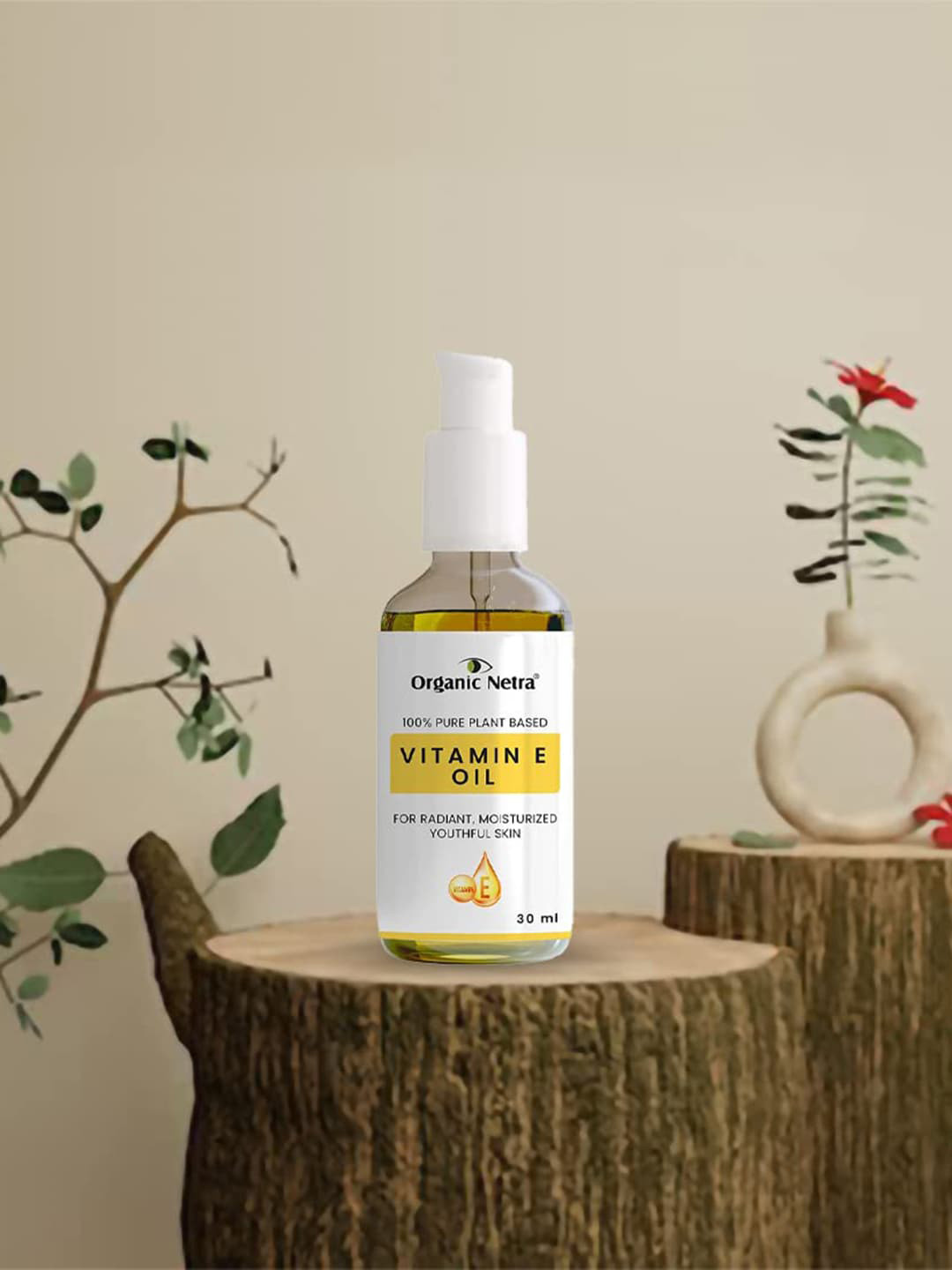 Organic Netra 100% Pure Plant Based Vitamin E Body Oil For Youthful Skin - 30 ml