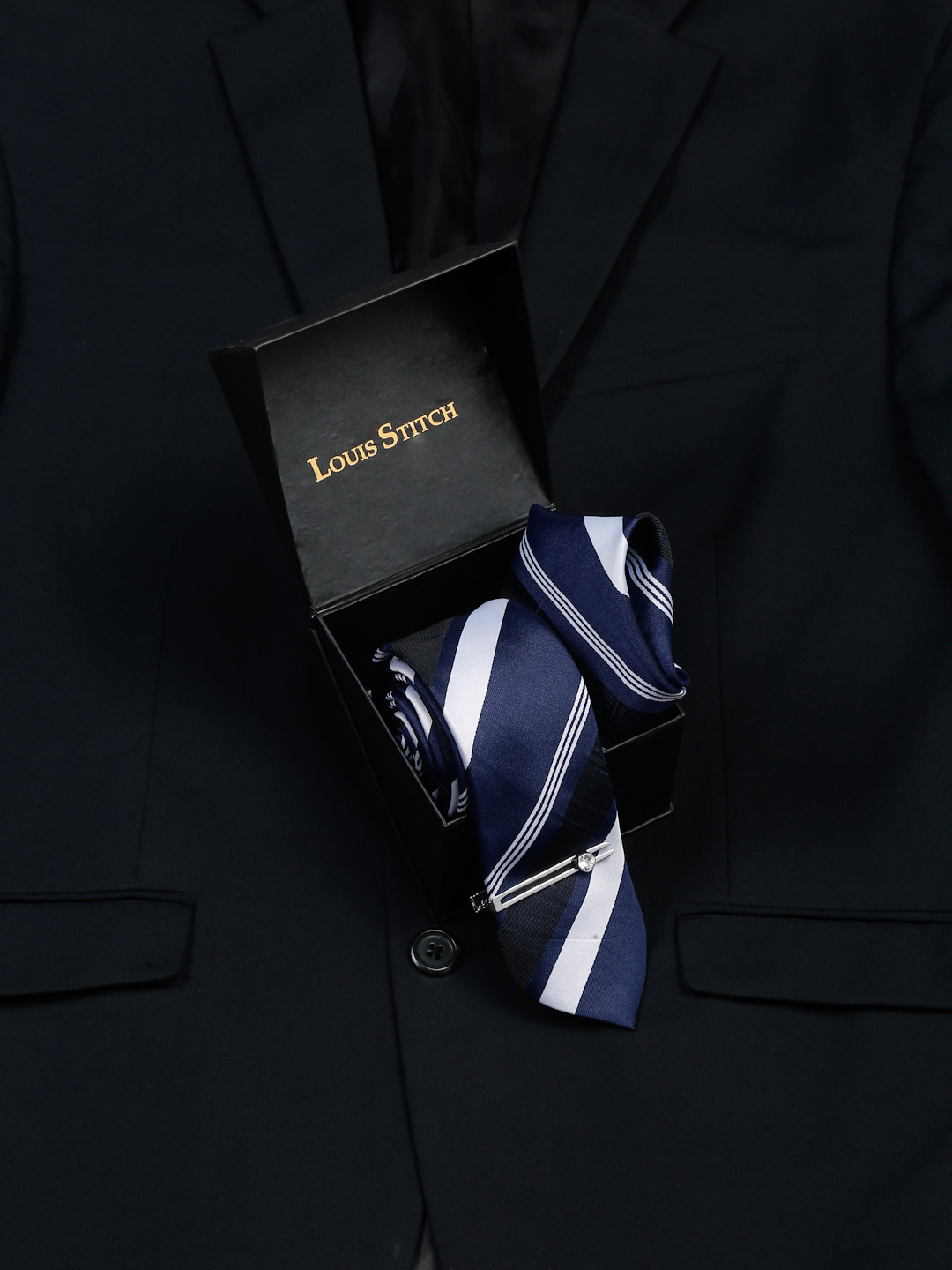LOUIS STITCH Men Striped Skinny Tie