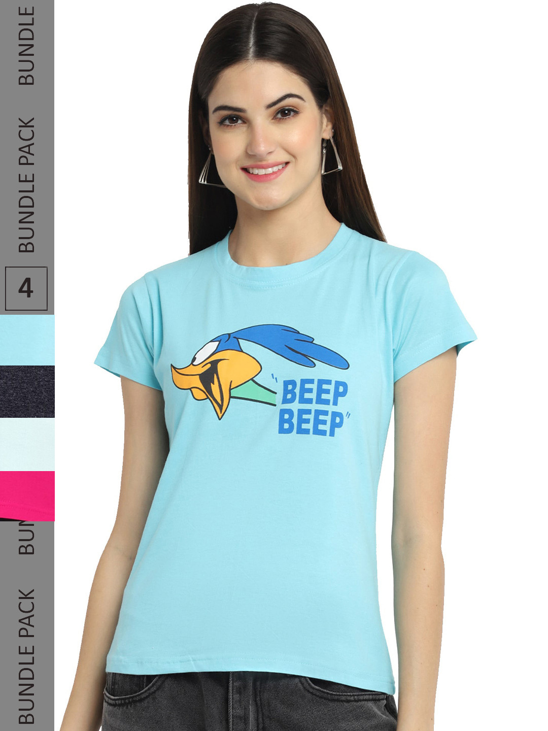 Fabflee Pack Of 4 Typography Printed Round Neck Comfortable Cotton T-shirts