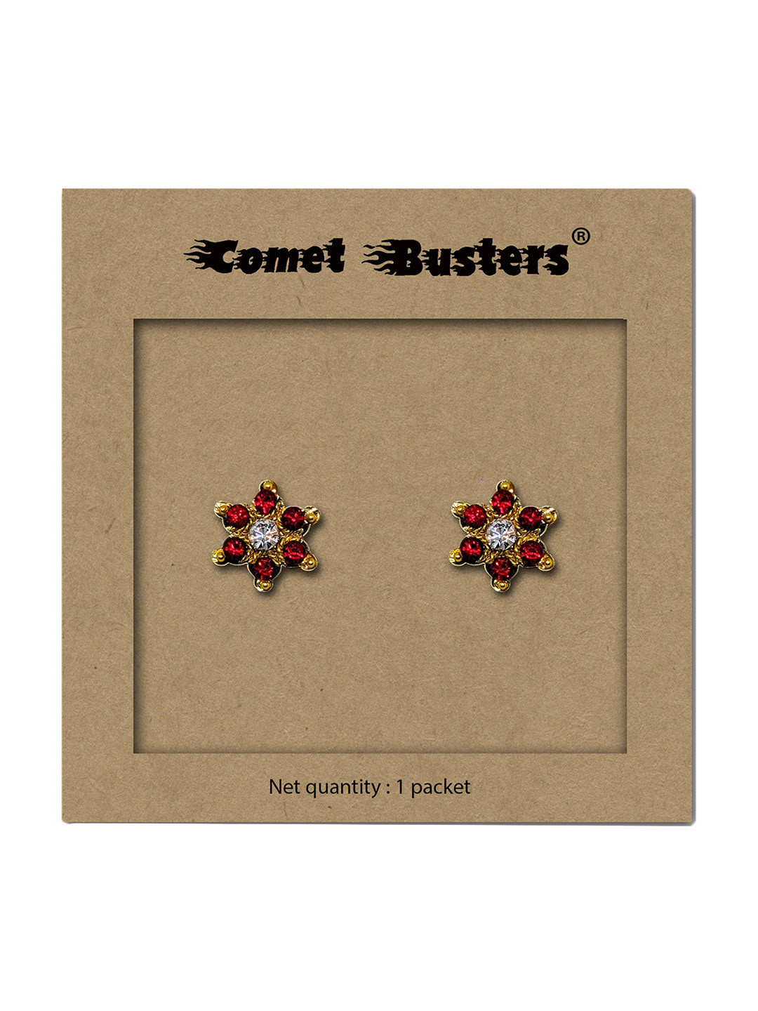 Comet Busters Gold-Plated Stone-Studded Floral Studs Earrings