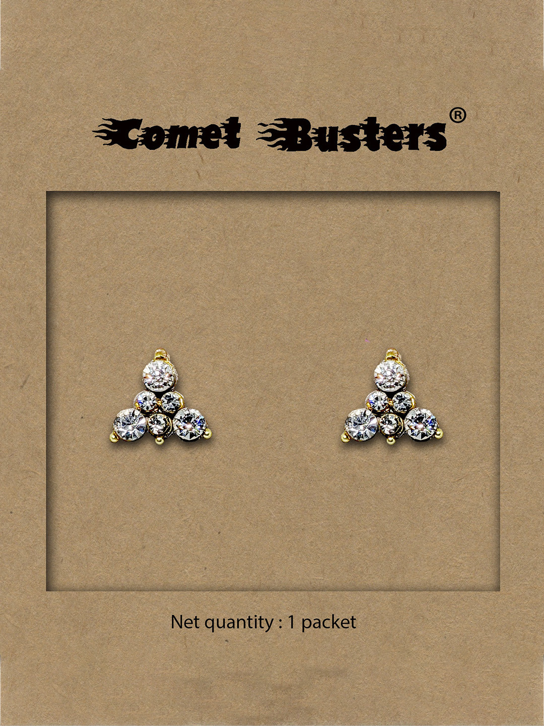 Comet Busters Gold-Plated Contemporary Non Piercing Self Adhesive Studs Earring