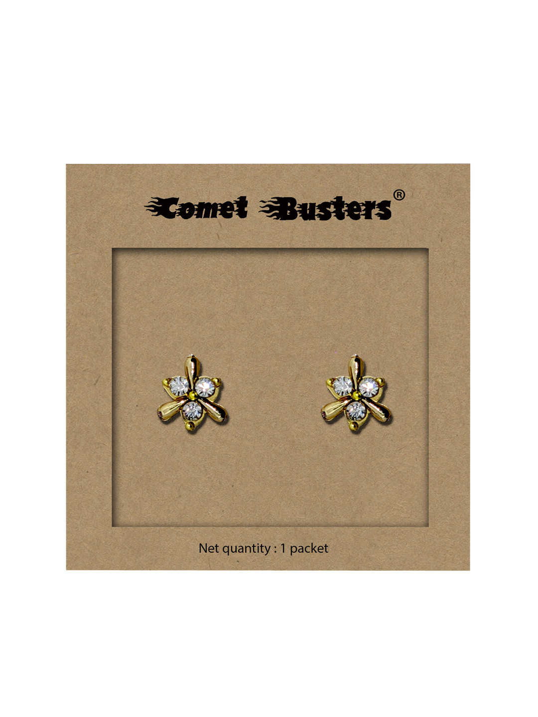 Comet Busters Gold-Plated Contemporary Non Piercing Self Adhesive Studs Earring