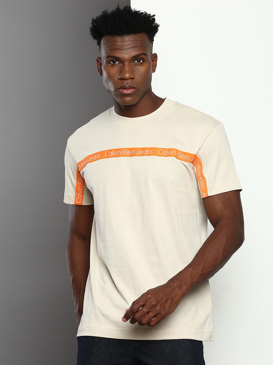 Orange calvin klein store t shirt