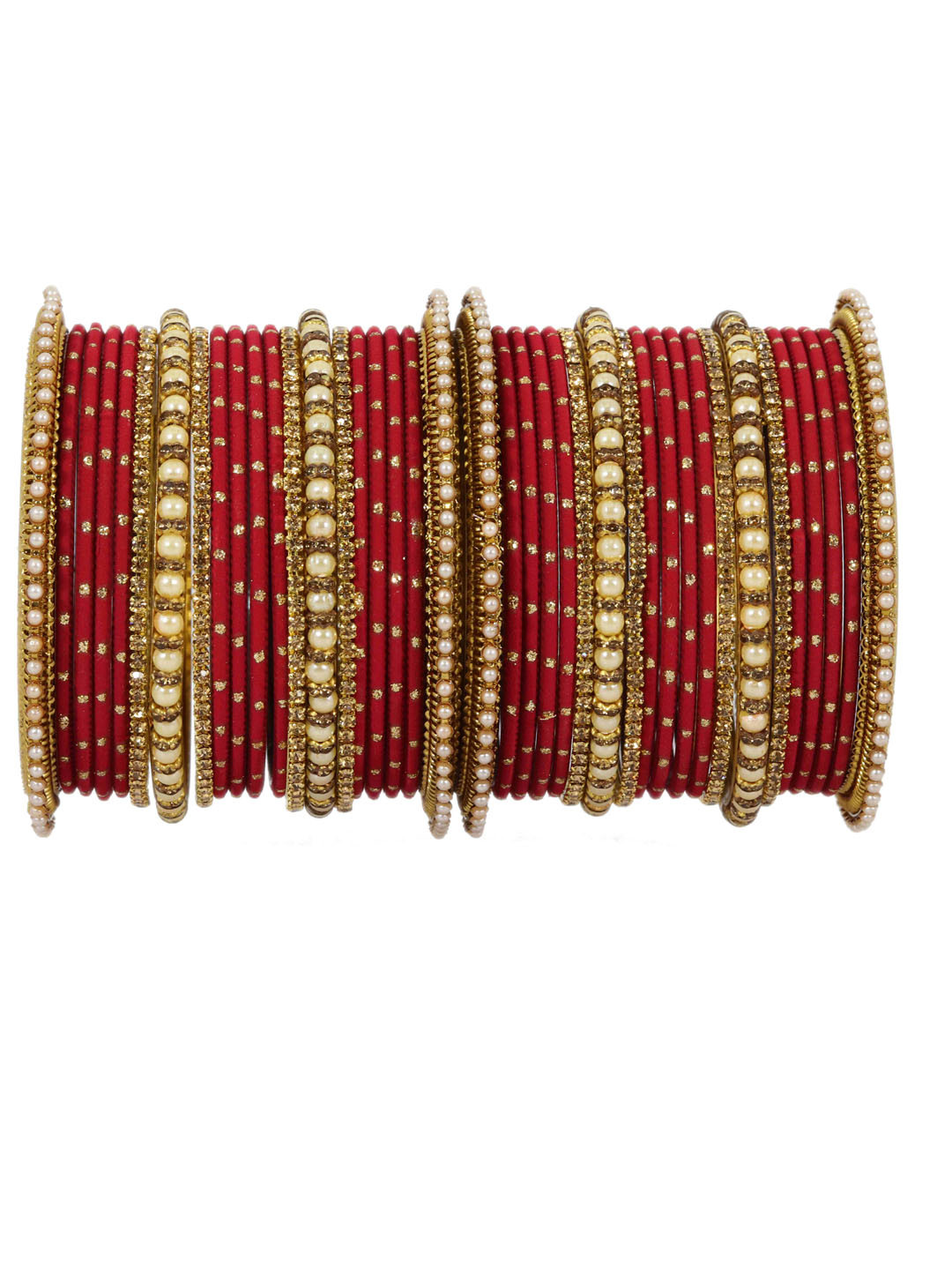 NMII Set Of 40 Gold-Toned CZ-Studded Bangles