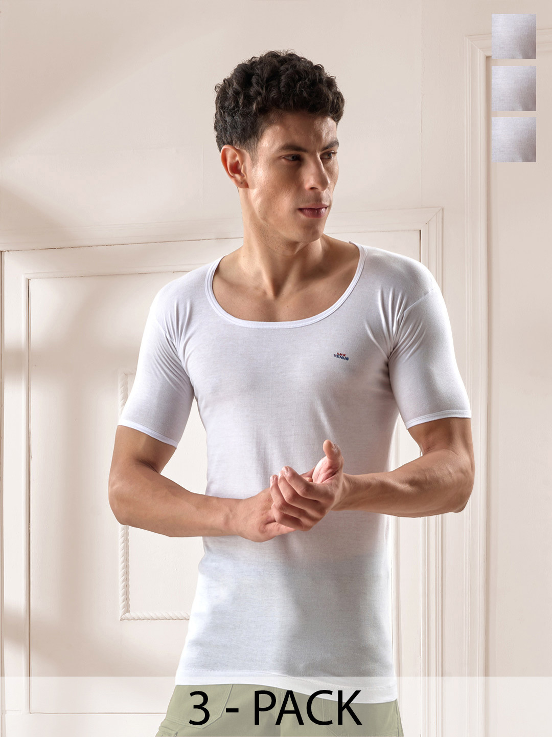 LUX VENUS Men Pack Of 3 Pure Cotton Innerwear Vests