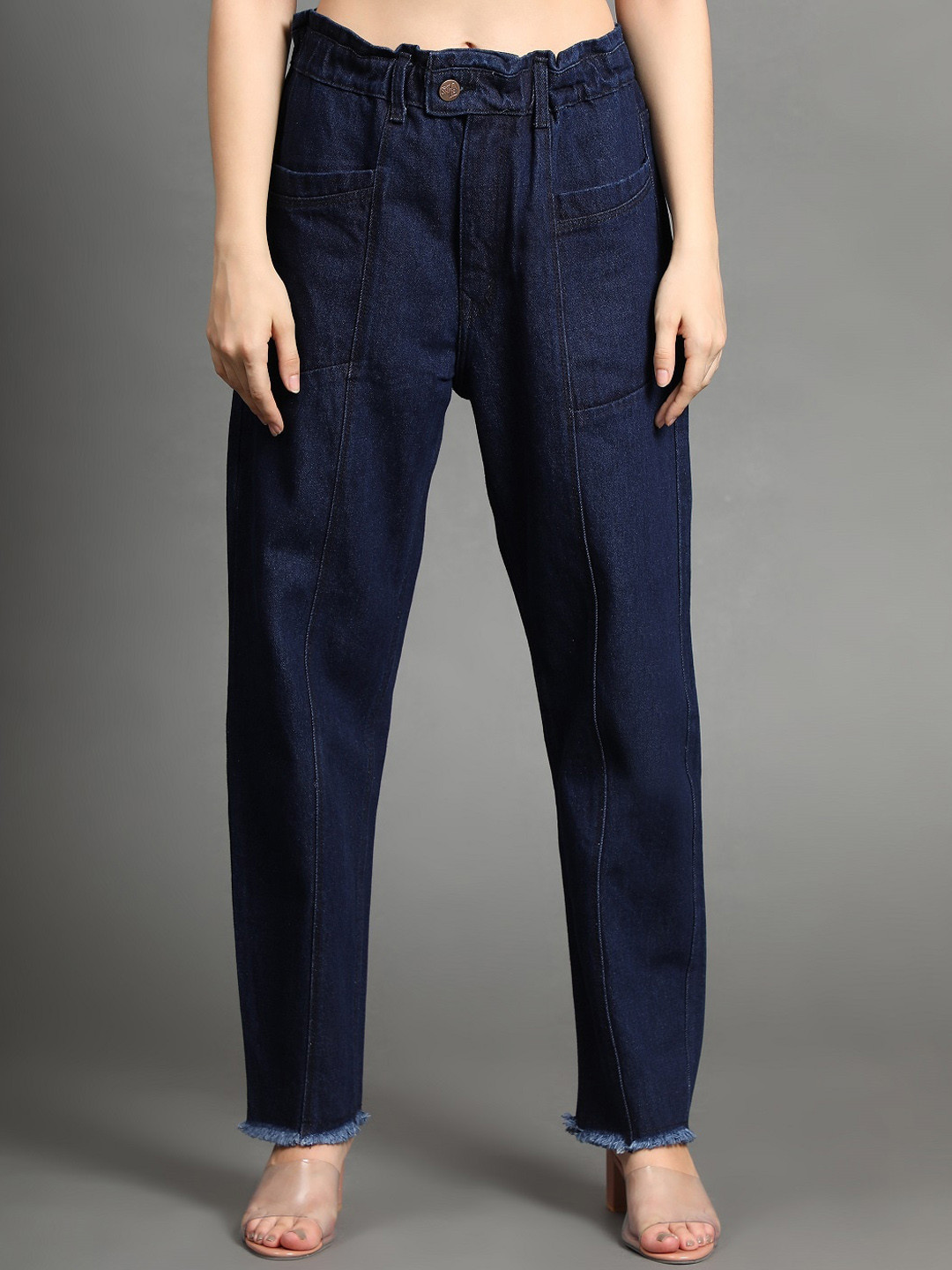 AngelFab Women Jean Mom Fit High-Rise Cotton Jeans