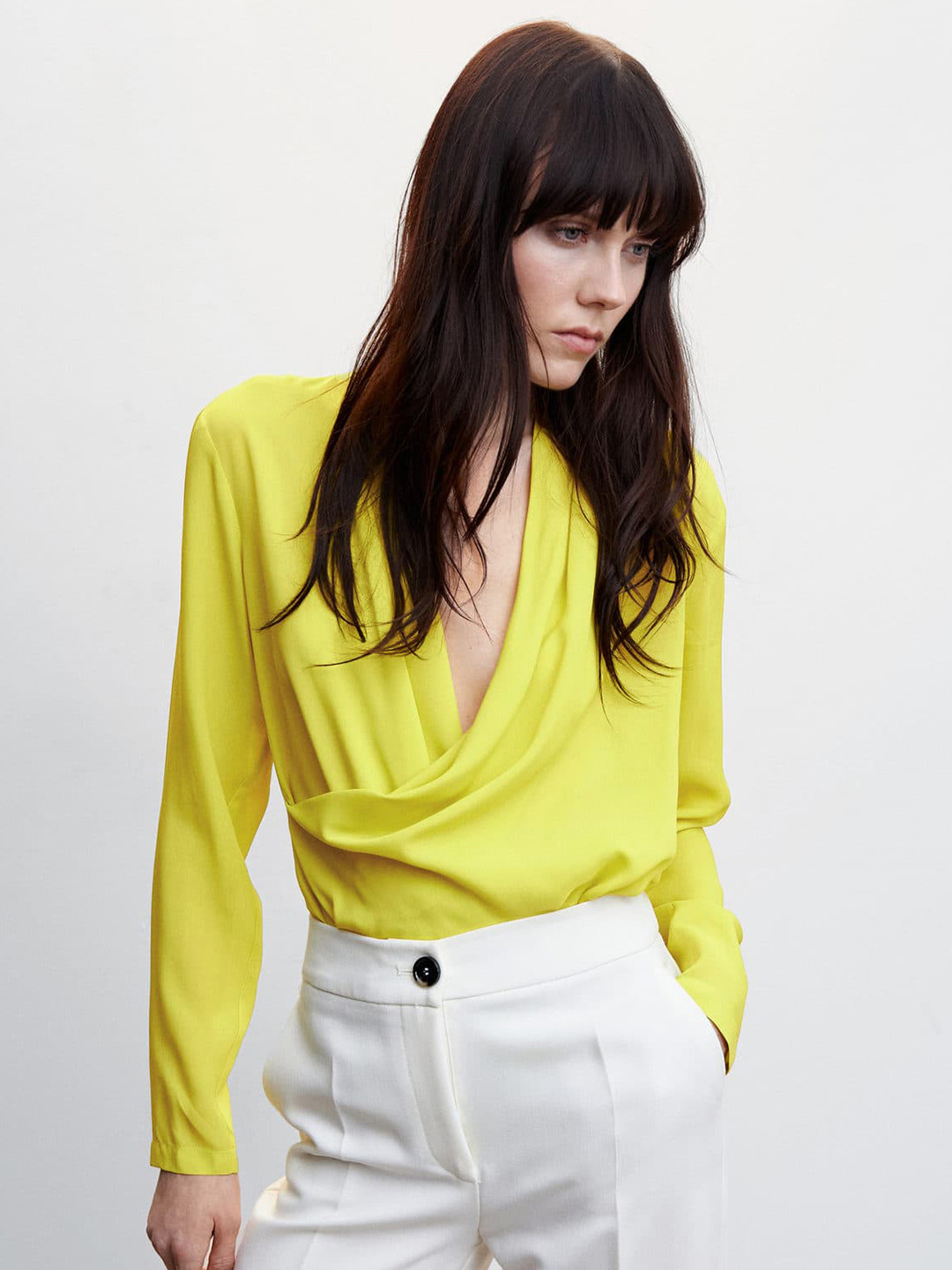 MANGO Cowl Neck Wrap Top