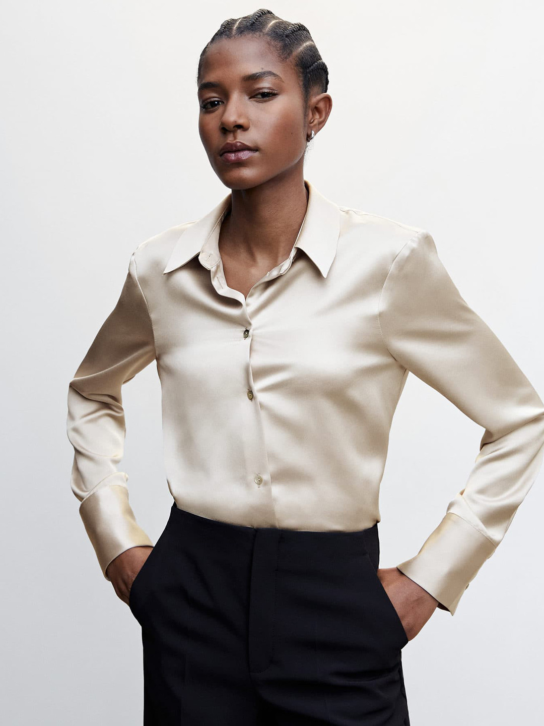 MANGO Satin Casual Shirt