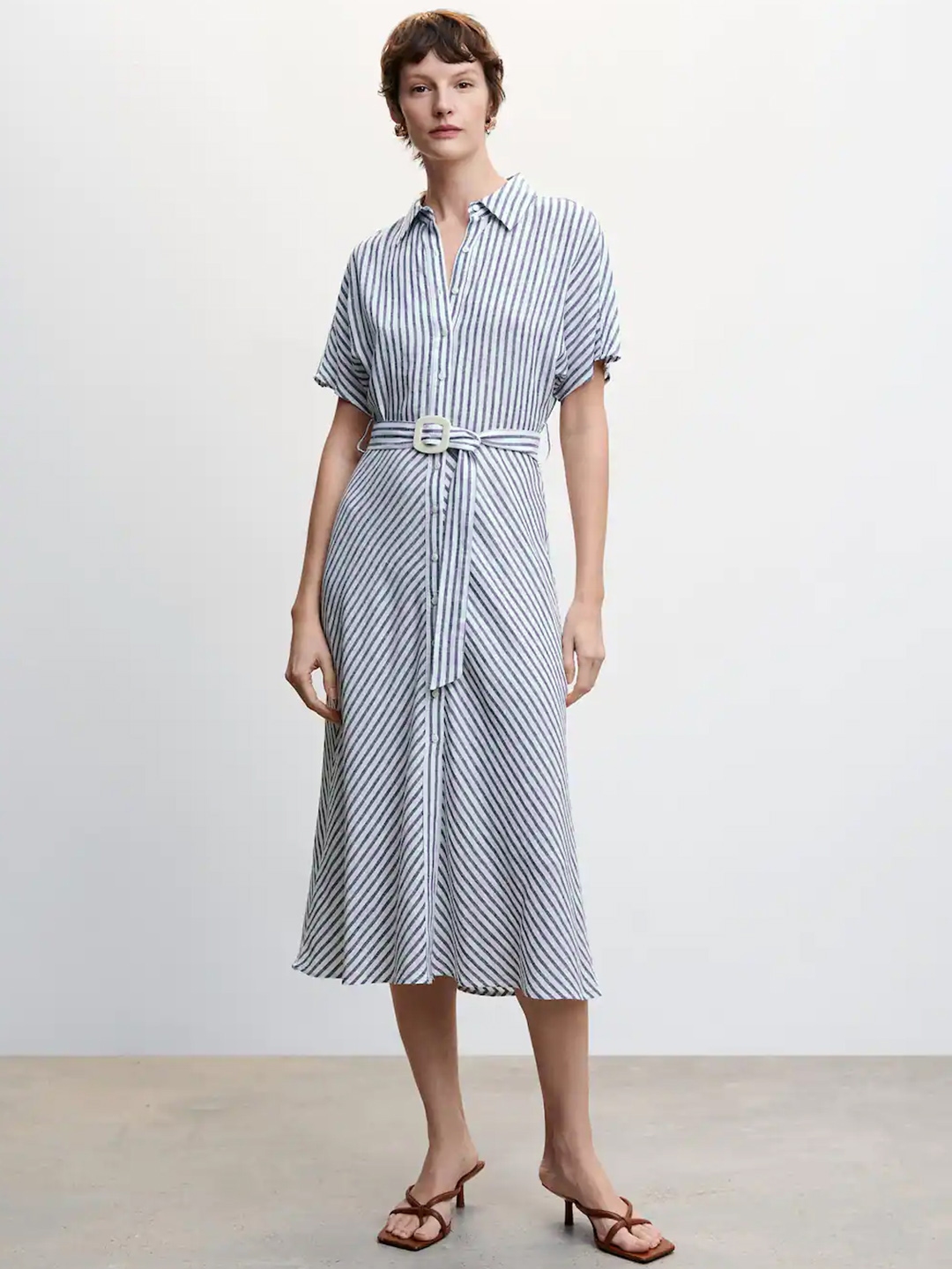 Mango linen blend shirt dress deals