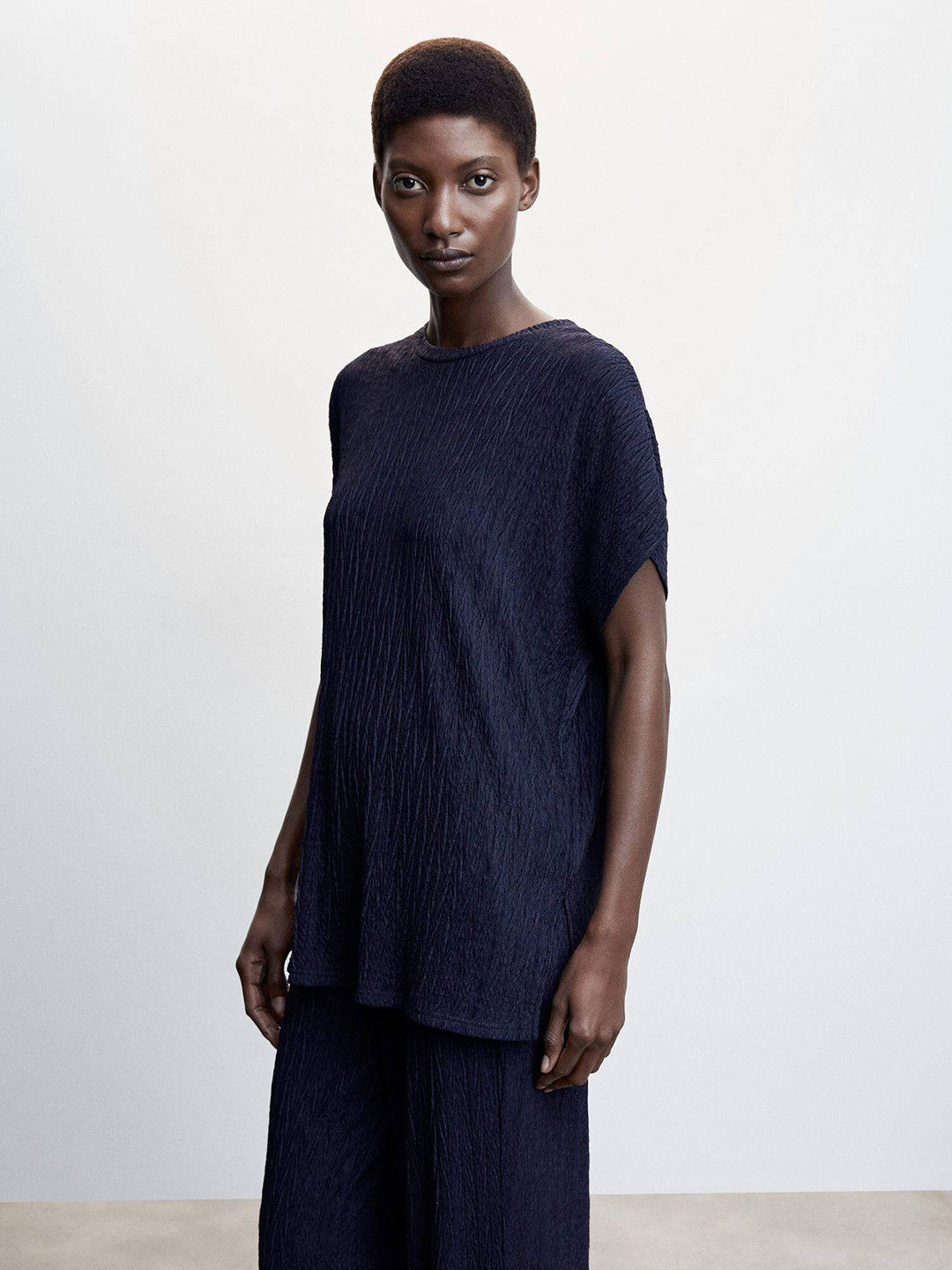 MANGO Textured Extended Sleeves Top