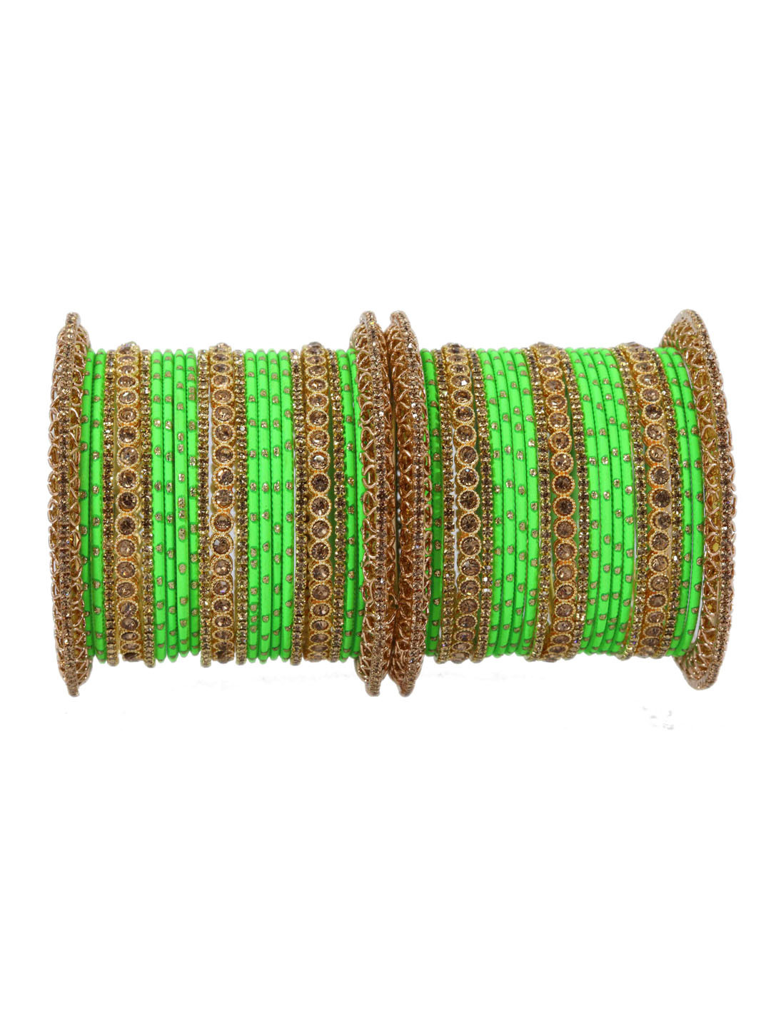 NMII Set Of 46 Crystal & Zircon Gemstone Studded Bangles
