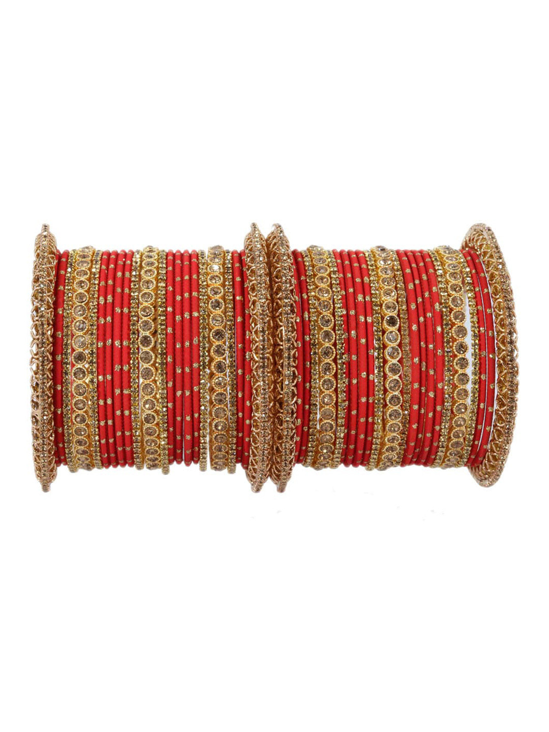 NMII Set Of 46 Gold-Plated Zircon-Studded Chuda Bangles