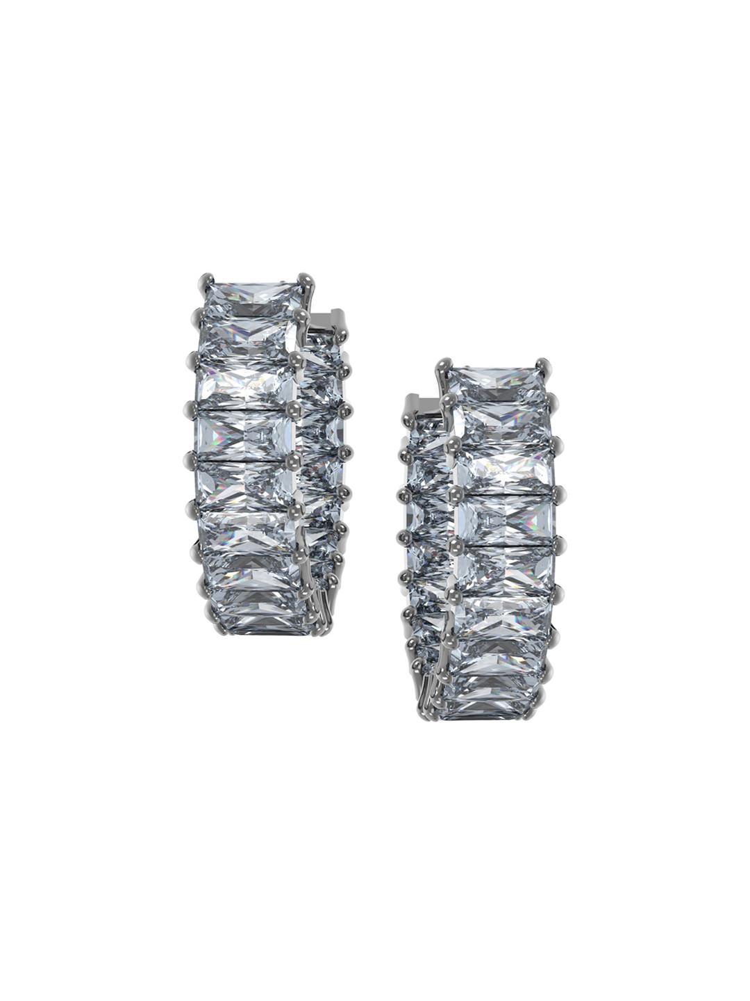 SWAROVSKI Rhodium-Plated MATRIX PE MN HOOP GRY RUS Earrings