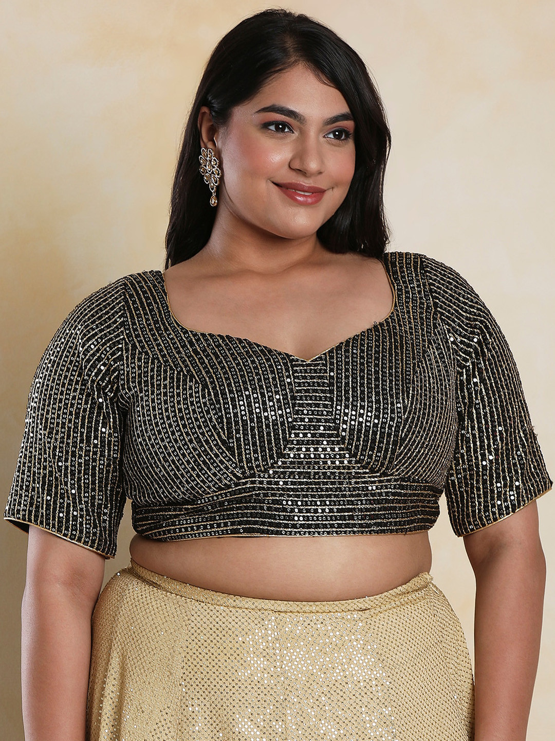 SALWAR STUDIO SIlk Sweetheart Neck Saree Blouse