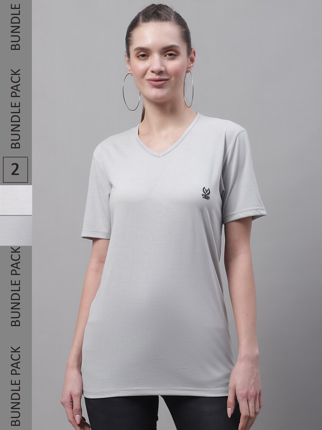 MACK JONNEY Pack Of V-Neck 2 Knitted Cotton T-shirts