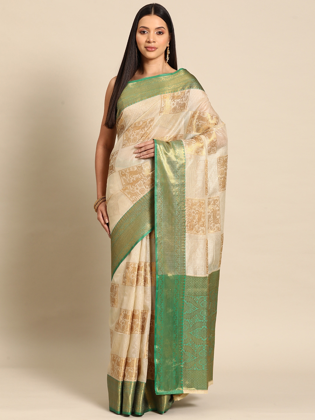 Myntra tussar 2025 silk saree