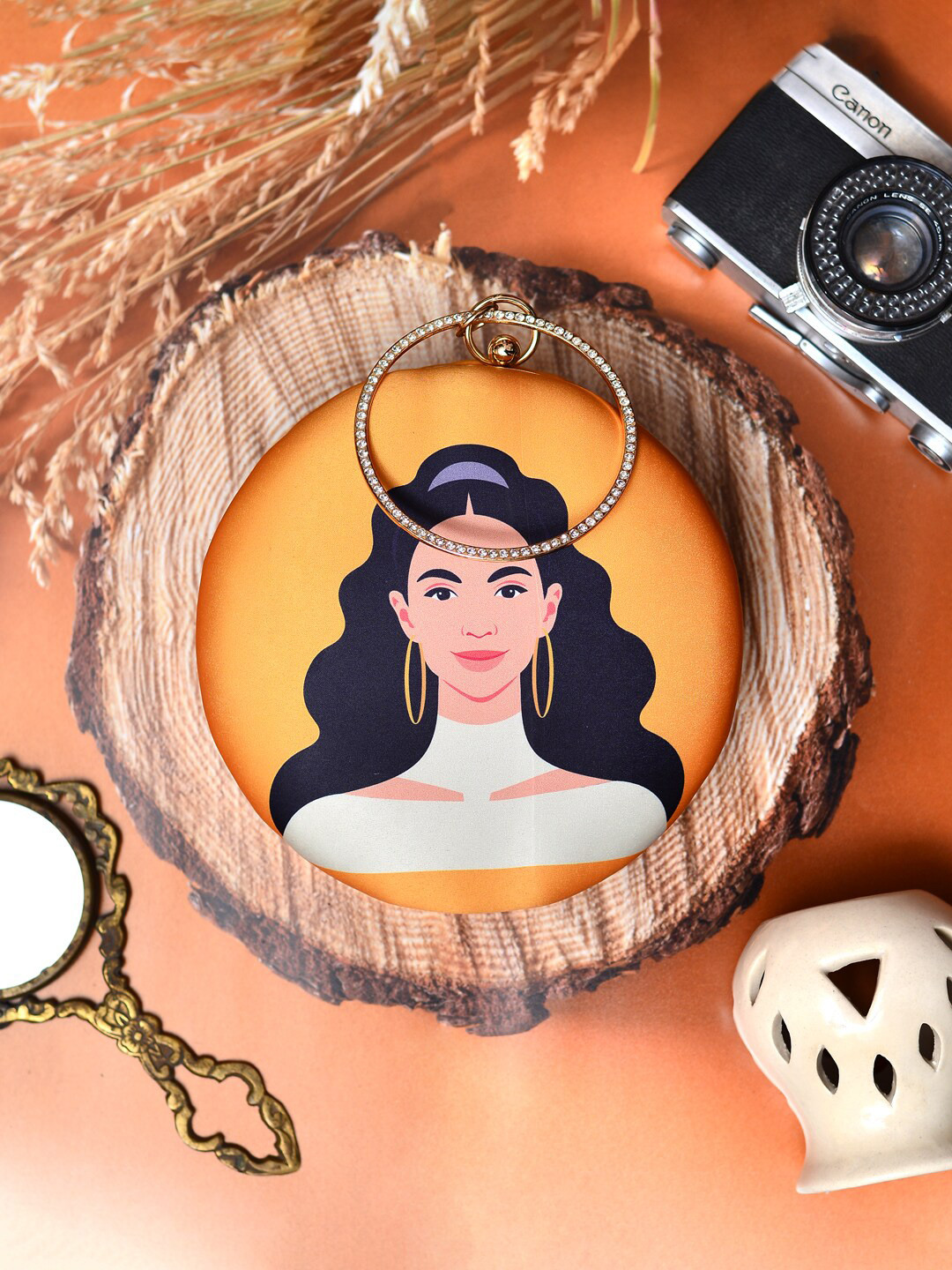 ARTKLIM Hair Woman Round Printed Box Clutch