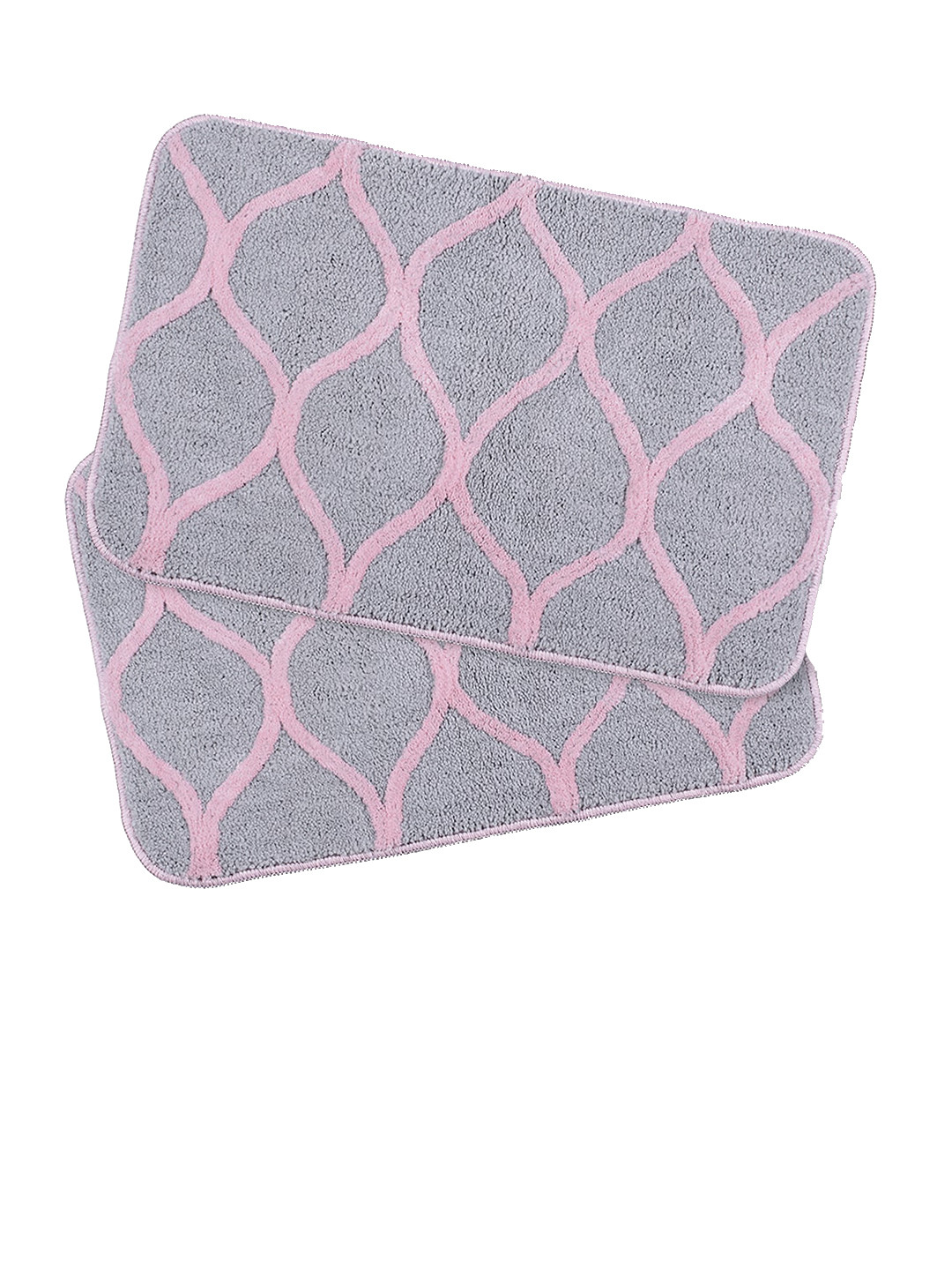 Saral Home Set Of 2 Pink & Grey Textured Bath-Door Mat