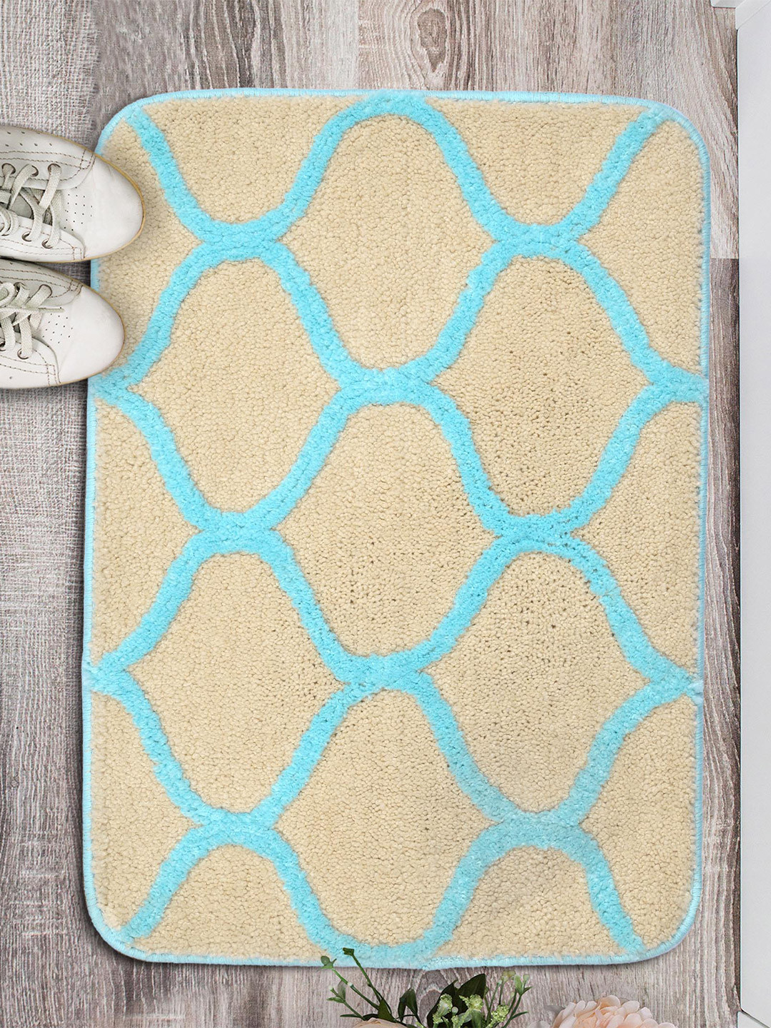 Saral Home Turquoise Blue Textured Bath-Door Mat