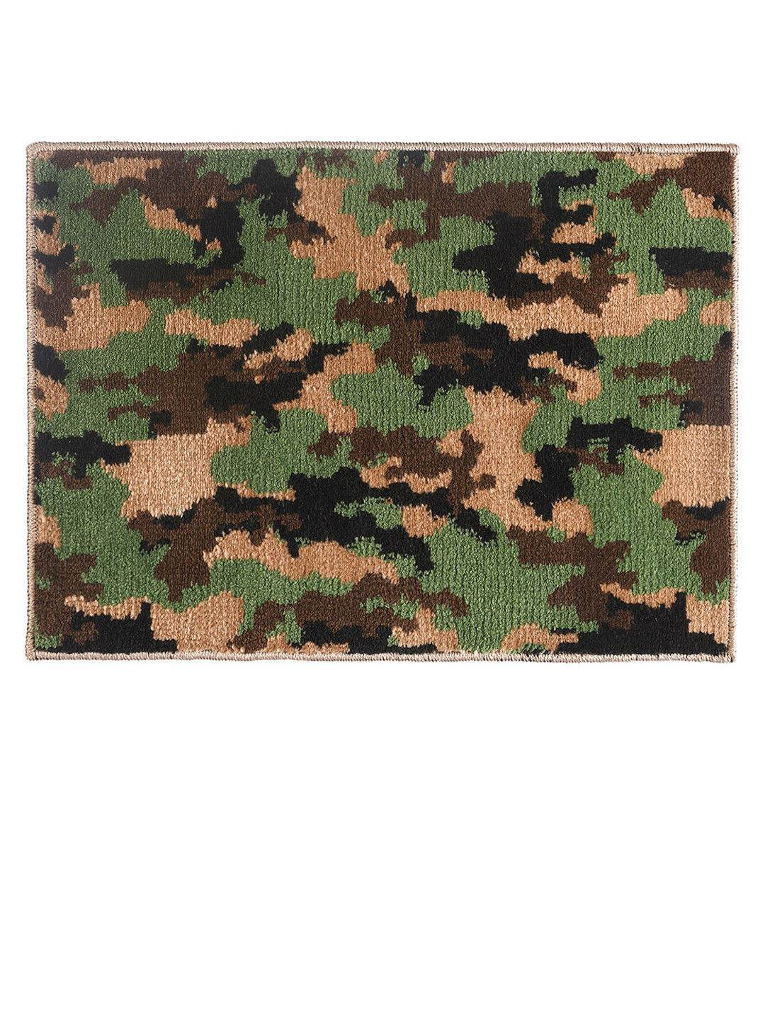 Saral Home Green & Khaki Abstract Printed Anti-Skid Doormat