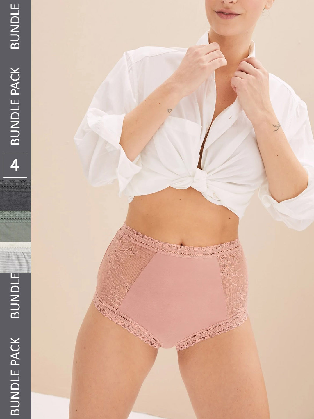 Marks & Spencer Women Pack Of 4 Self-Design Basic Briefs