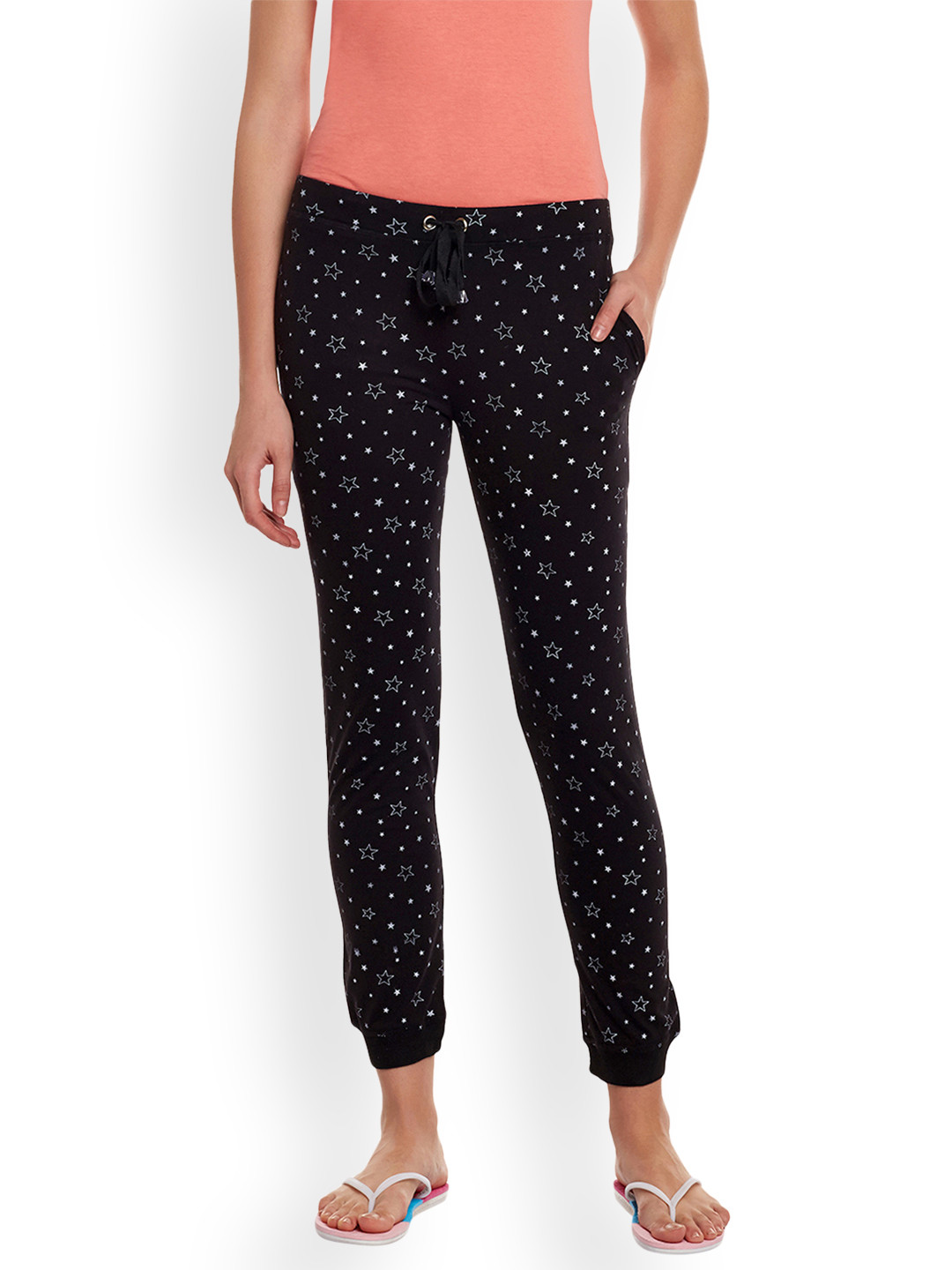 MACK JONNEY Women Black Printed Lounge Pants F4-1PRNTBLK