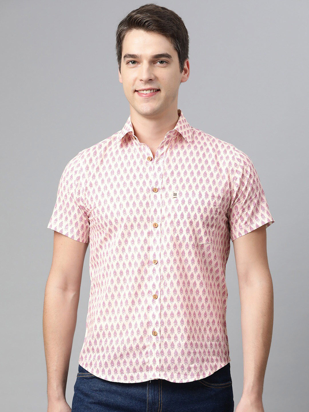 Readiprint Men Floral Printed Cotton Comfort Opaque Casual Shirt