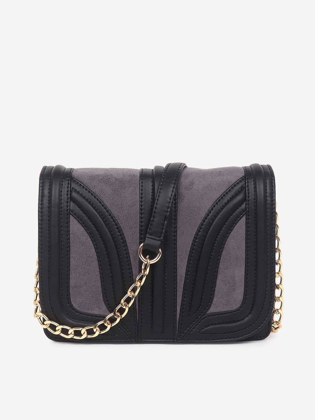 Black Spade Colourblocked Structured Sling Bag