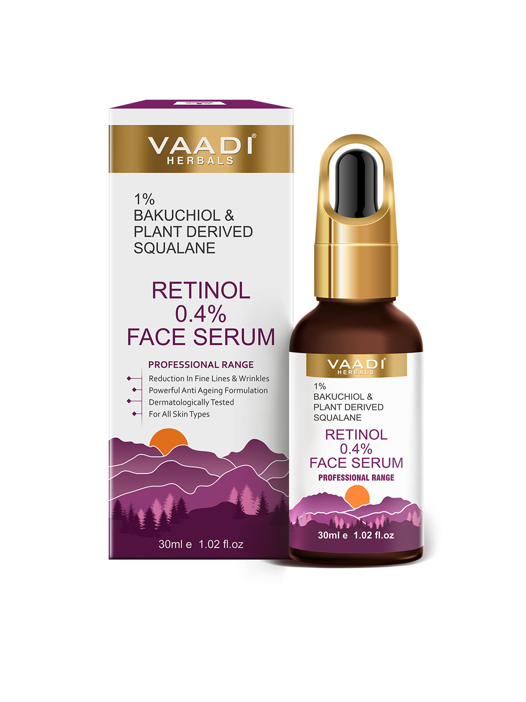 Vaadi Herbals Retinol 0.4% Face Serum with 1% Baluchiol & Plant Derived Squalane - 30 ml