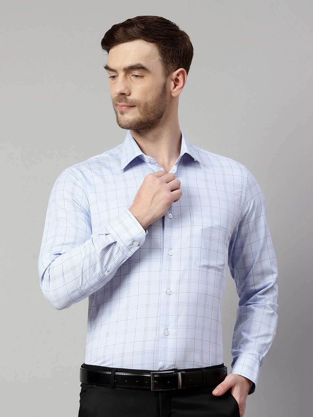 Cantabil Grid Tattersall Checks Formal Shirt
