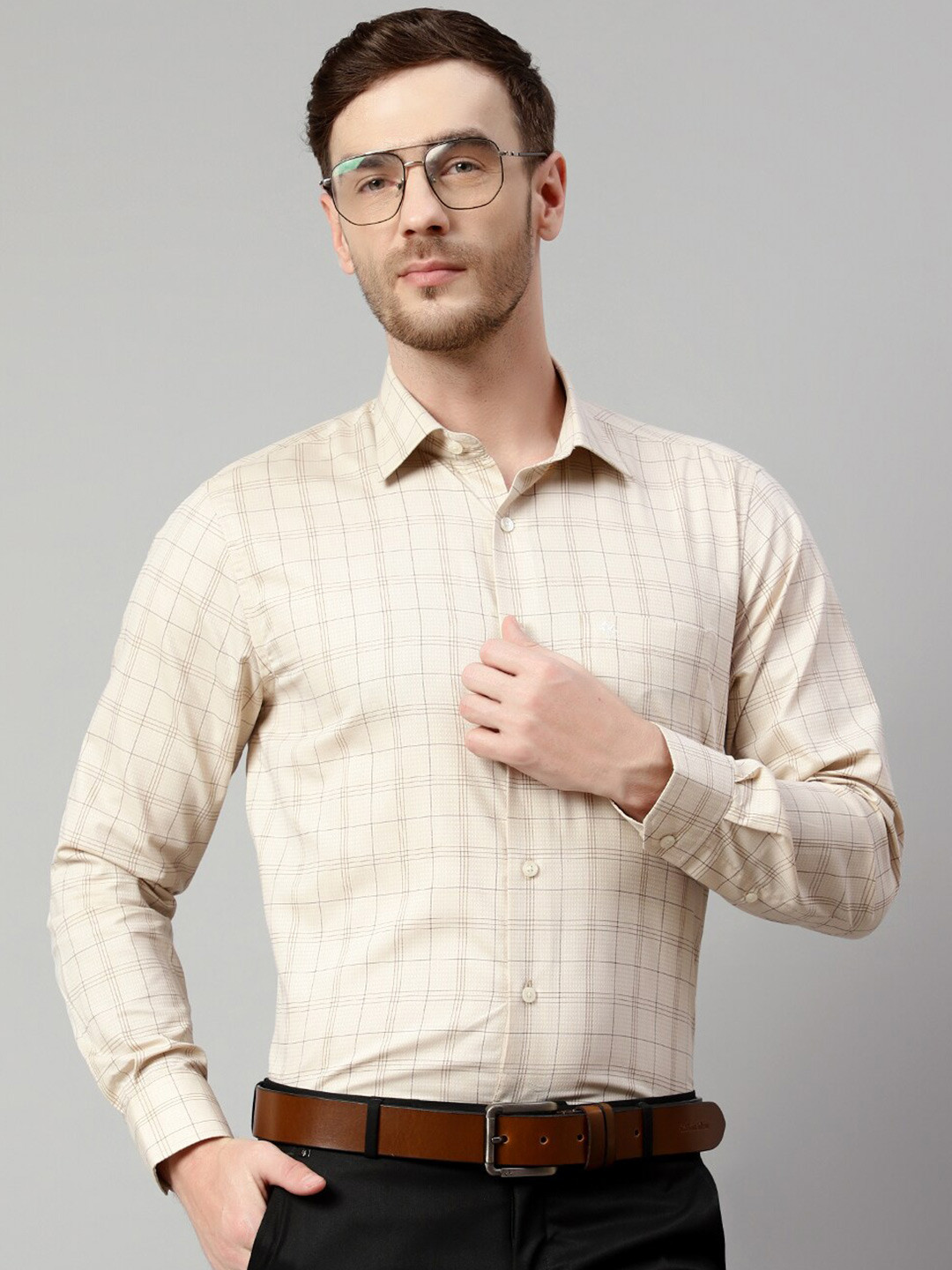 Cantabil Grid Tattersall Checks Formal Shirt