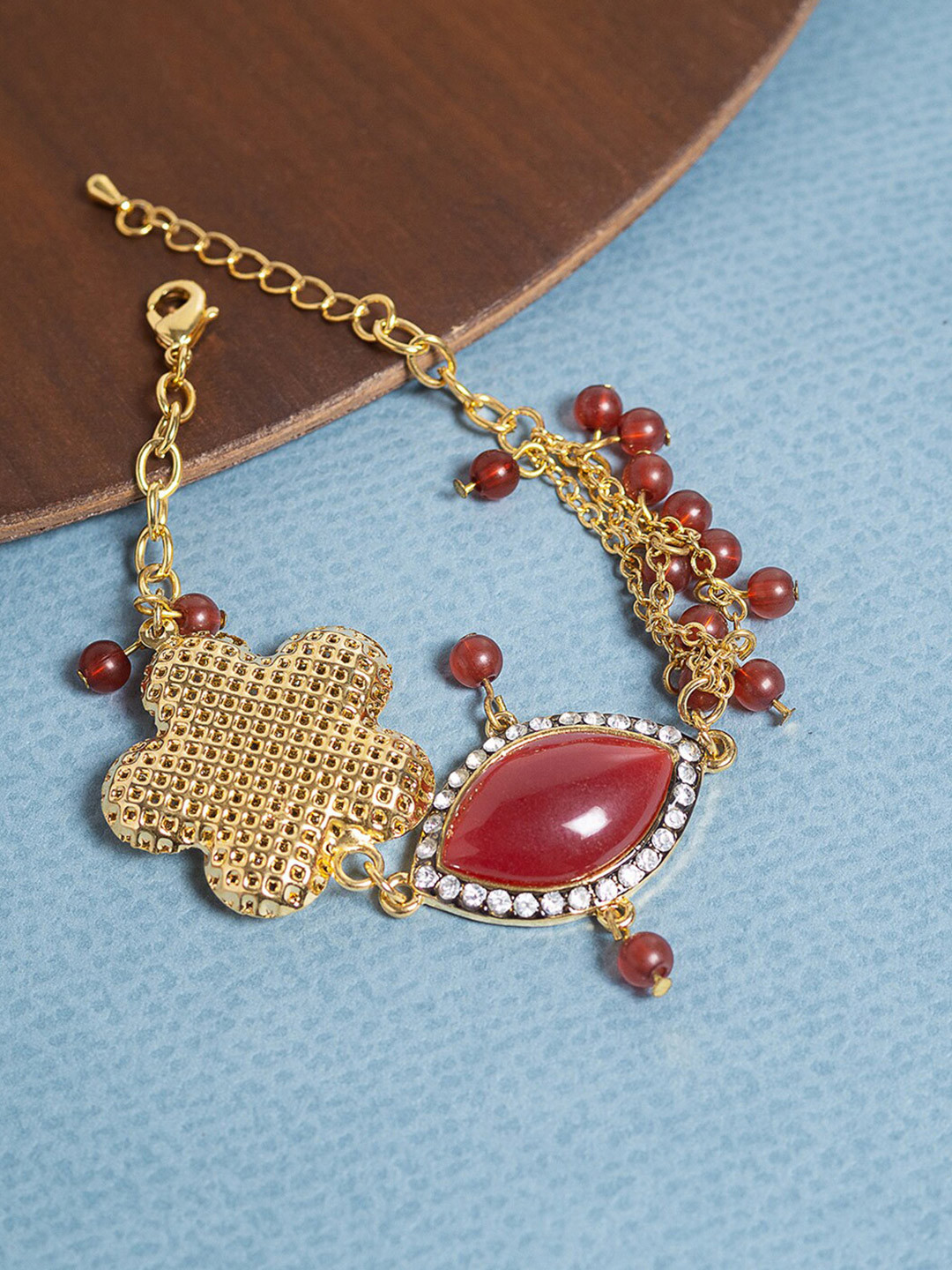 Golden Peacock Women Gold-Plated Link Bracelet