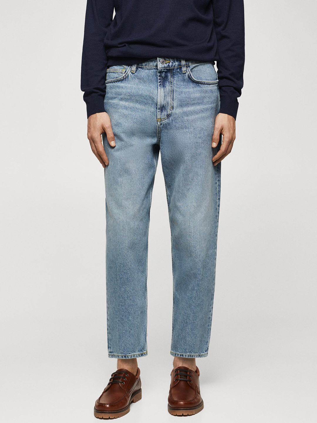 MANGO MAN Pure Cotton Tapered Fit Light Fade Jeans