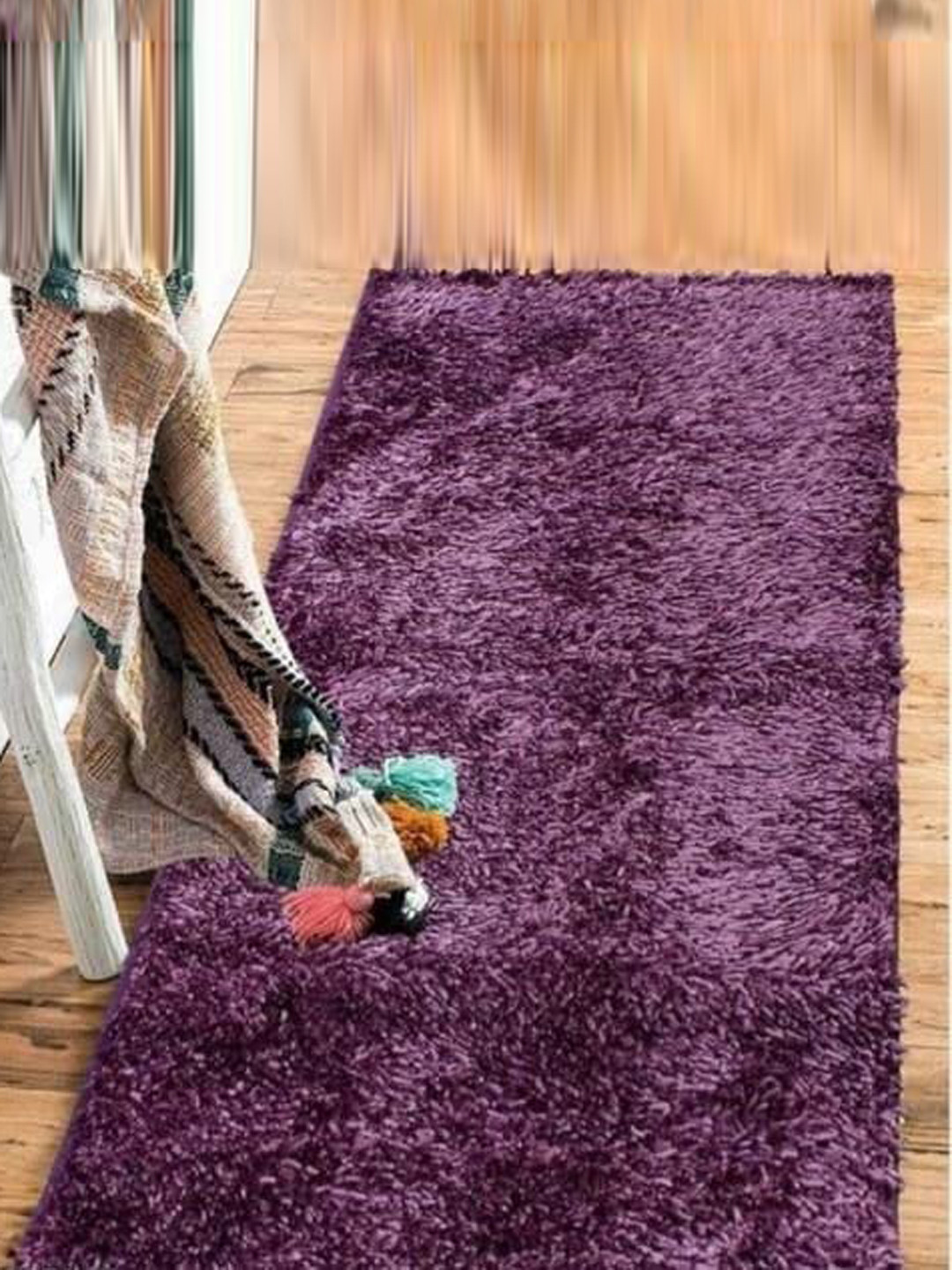 Bajo's Dmass Golssy Purple Anti-Skid Bedside Runner