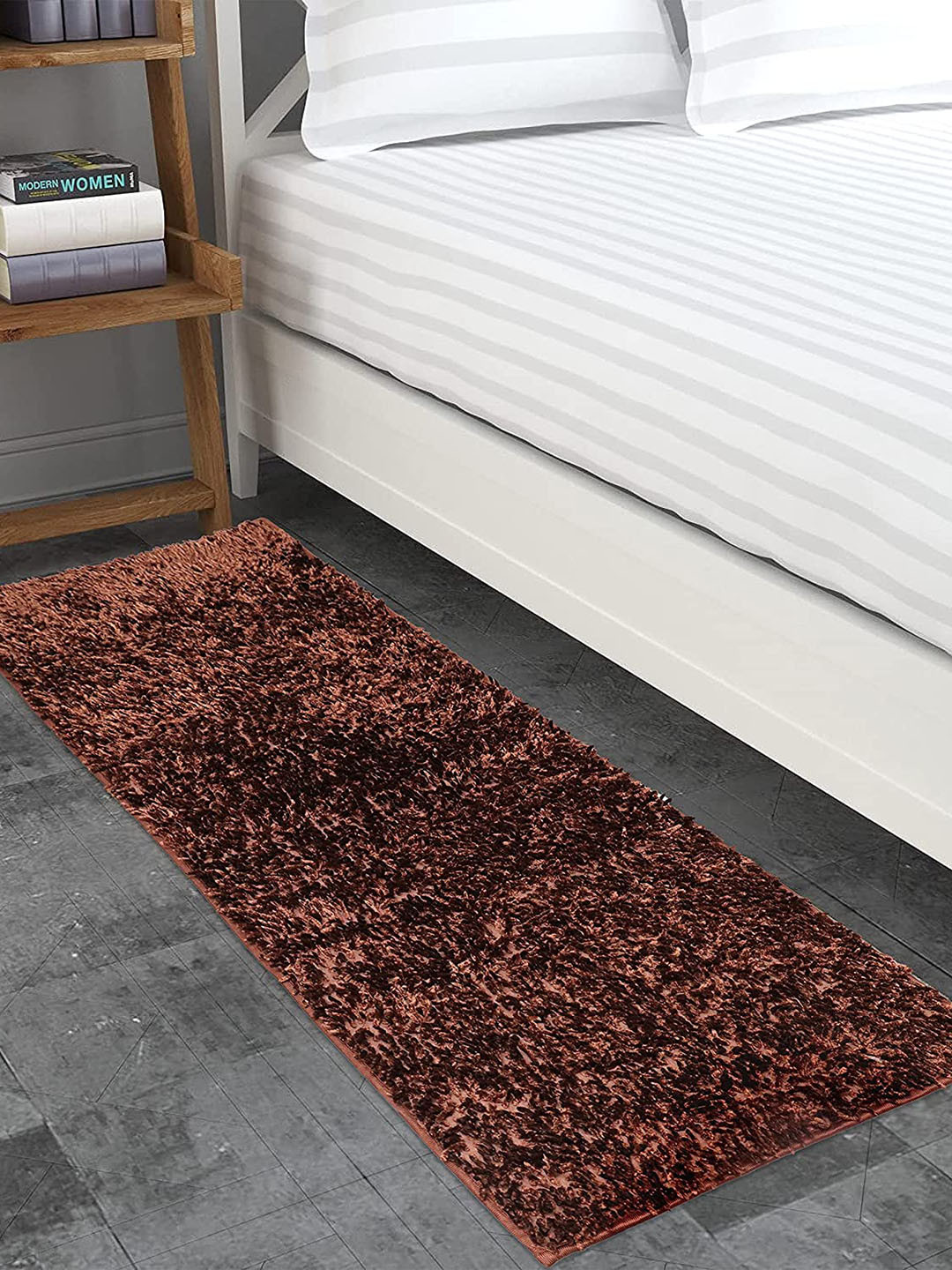 Bajo's Golssy Brown Anti-Skid Bedside Runner