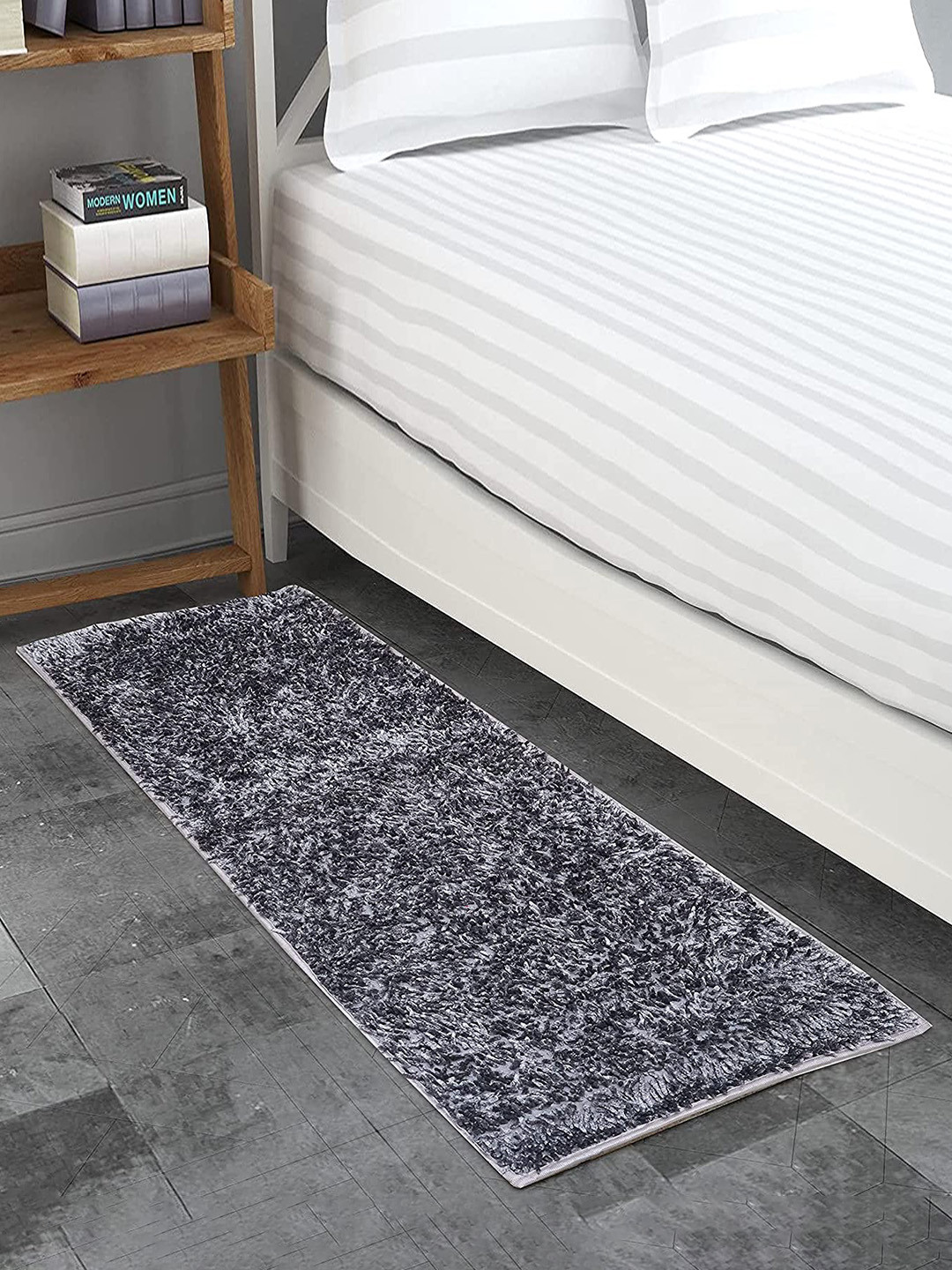 Bajo's Golssy Grey Anti-Skid Bedside Runner