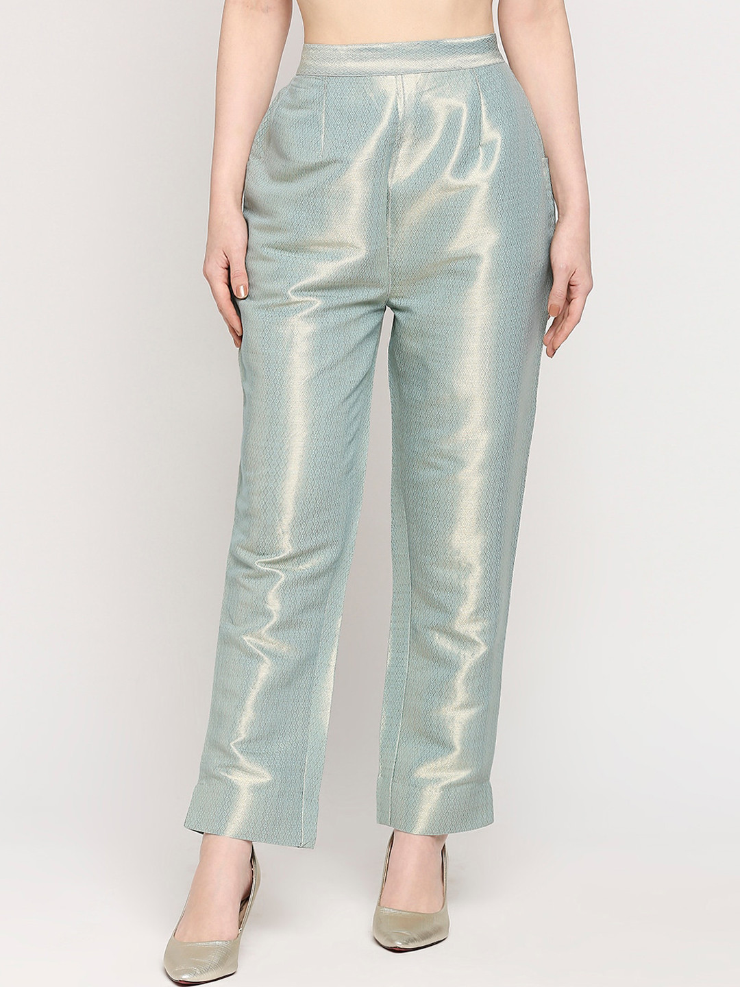 Cloth Haus India Relaxed Straight Leg Sheen Self Design Brocade Parallel Trousers