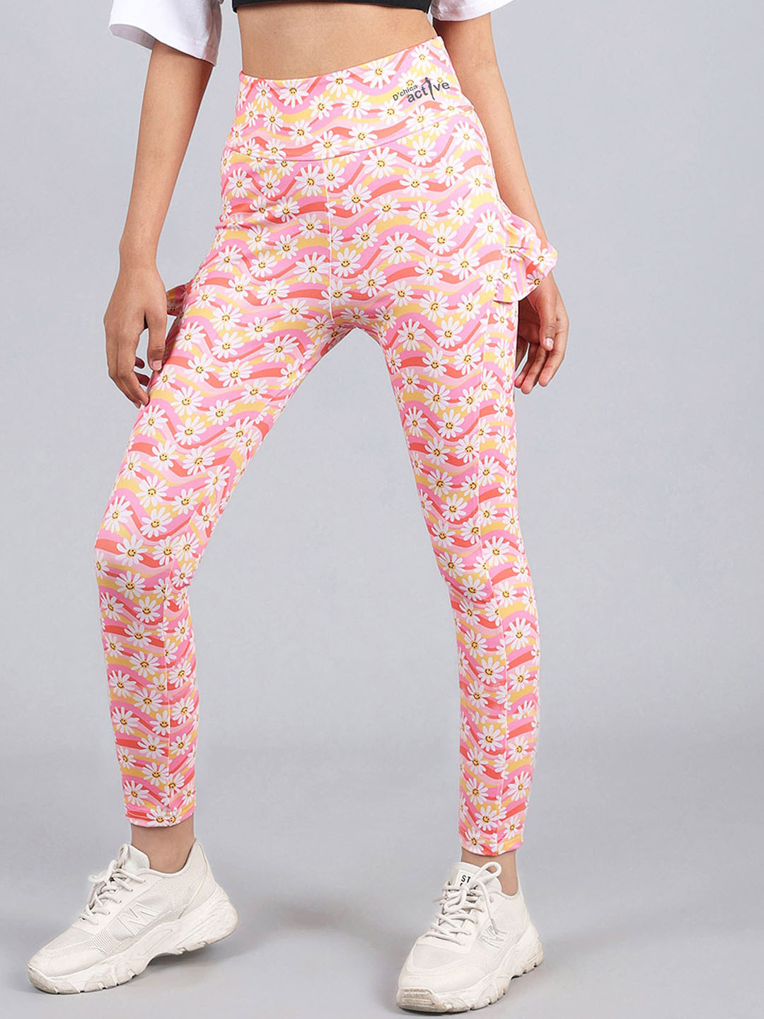 DChica Girls Floral Printed Sports Tights