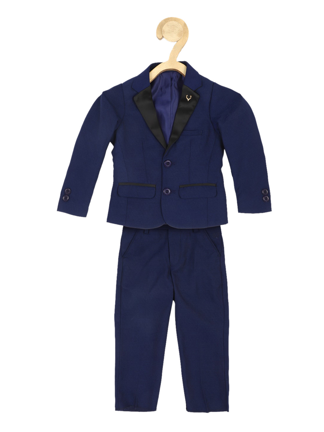 Allen Solly Junior Boys Self Design Single-Breasted Two-Piece Cotton Casual Suit