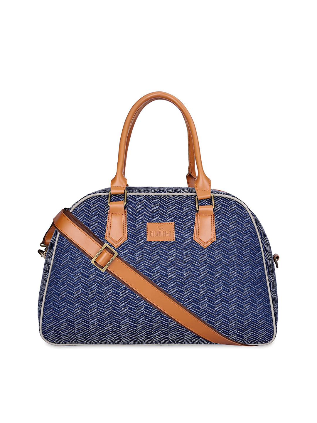 THE CLOWNFISH Ziana Abstract Printed Tapestry & Faux Leather Duffel Bag