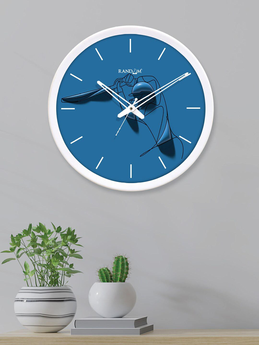 RANDOM Blue Plastic Large Display Round Battery Analogue Wall Clock-30cm