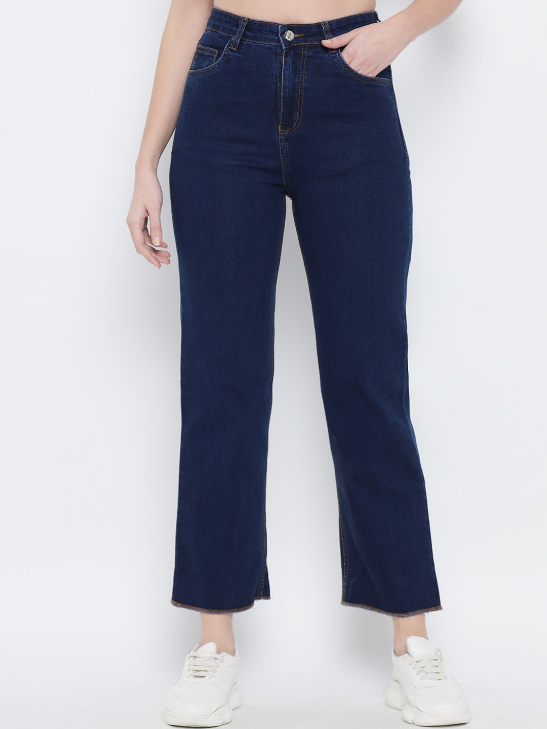 GUTI Women Flared High-Rise Stretchable Cotton Jeans