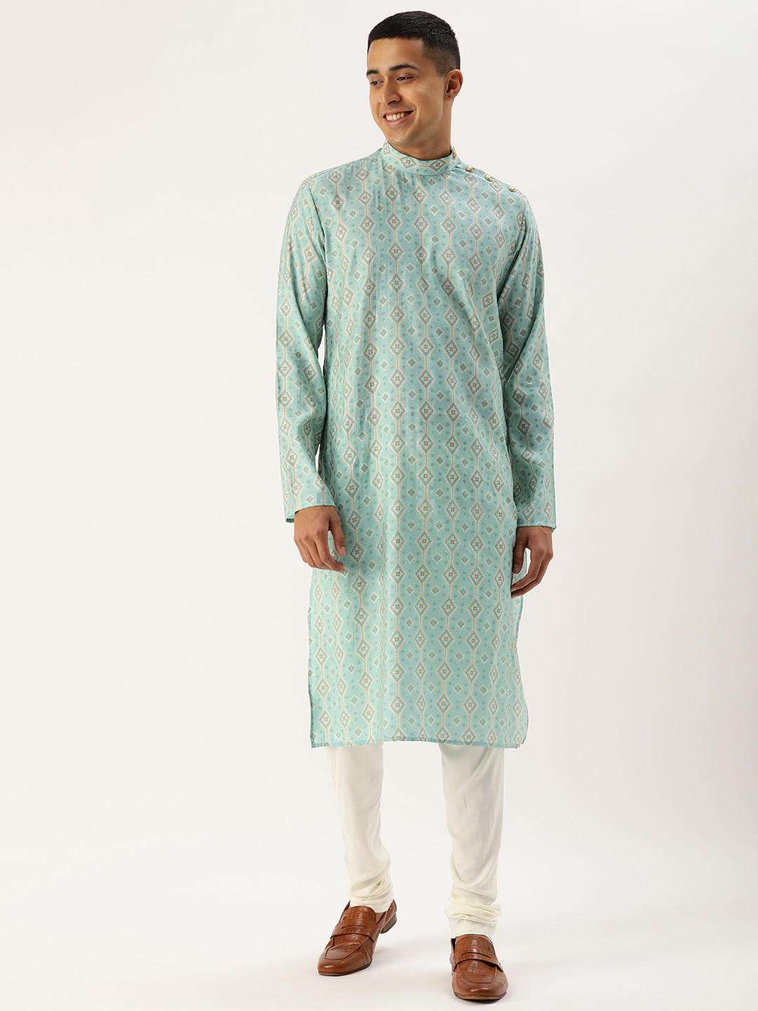 cbazaar Men Ethnic Motifs Printed Regular Kurta with Churidar