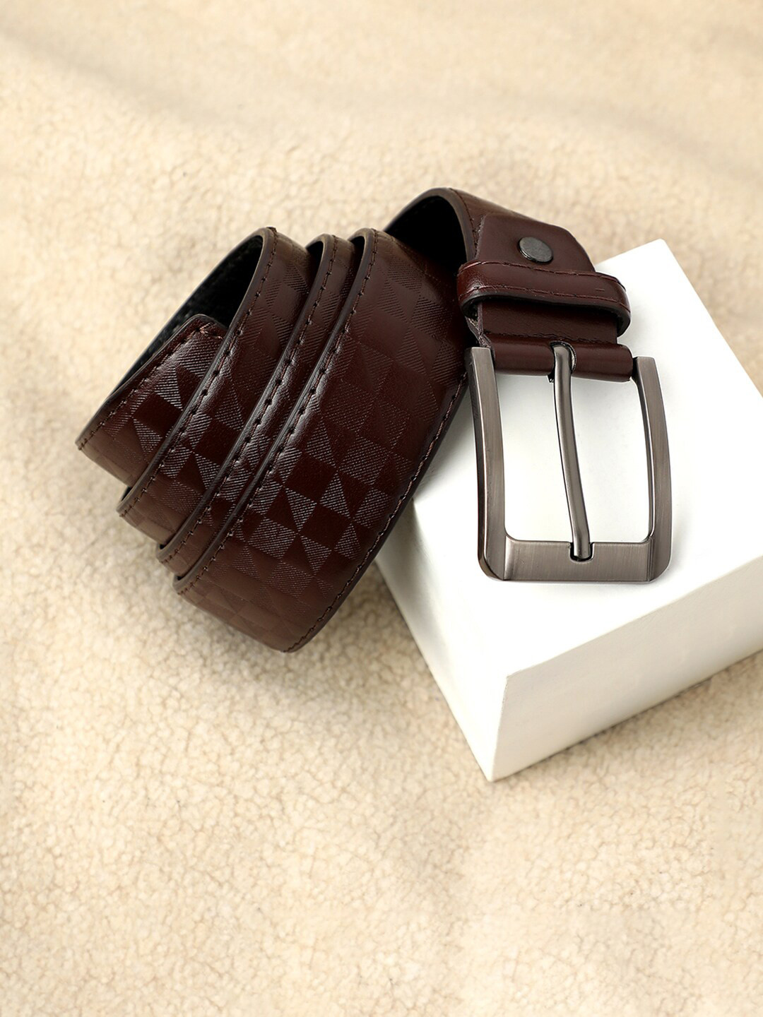 French Accent Men Textured PU Formal Belt