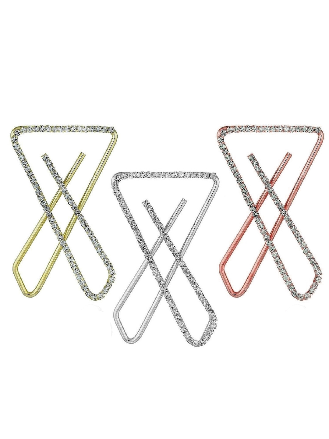 VAMA Silver Gold Rose Gold Plated Clip On Stone Safety Saree Pleats Pin Brooch